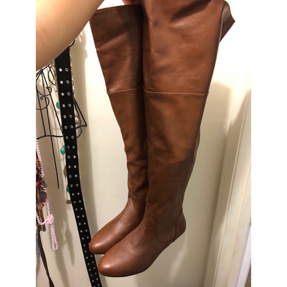Brown knee high boots, size 9